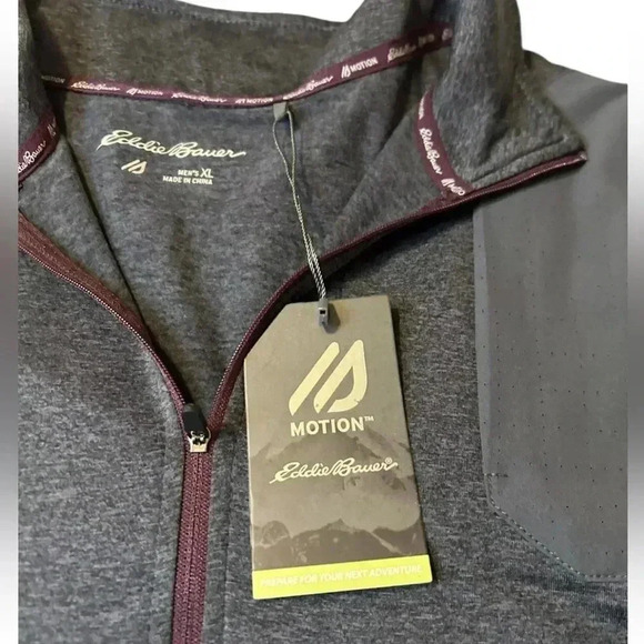 Eddie Bauer Men's Motion FreeDry 1/2 Zip Mock Neck Dk Gray Pullover Shirt XL NWT - Picture 3 of 8